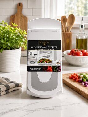 Bombay Professional Food Chopper White Stainless Steel Kitchen Prep Tool NWT